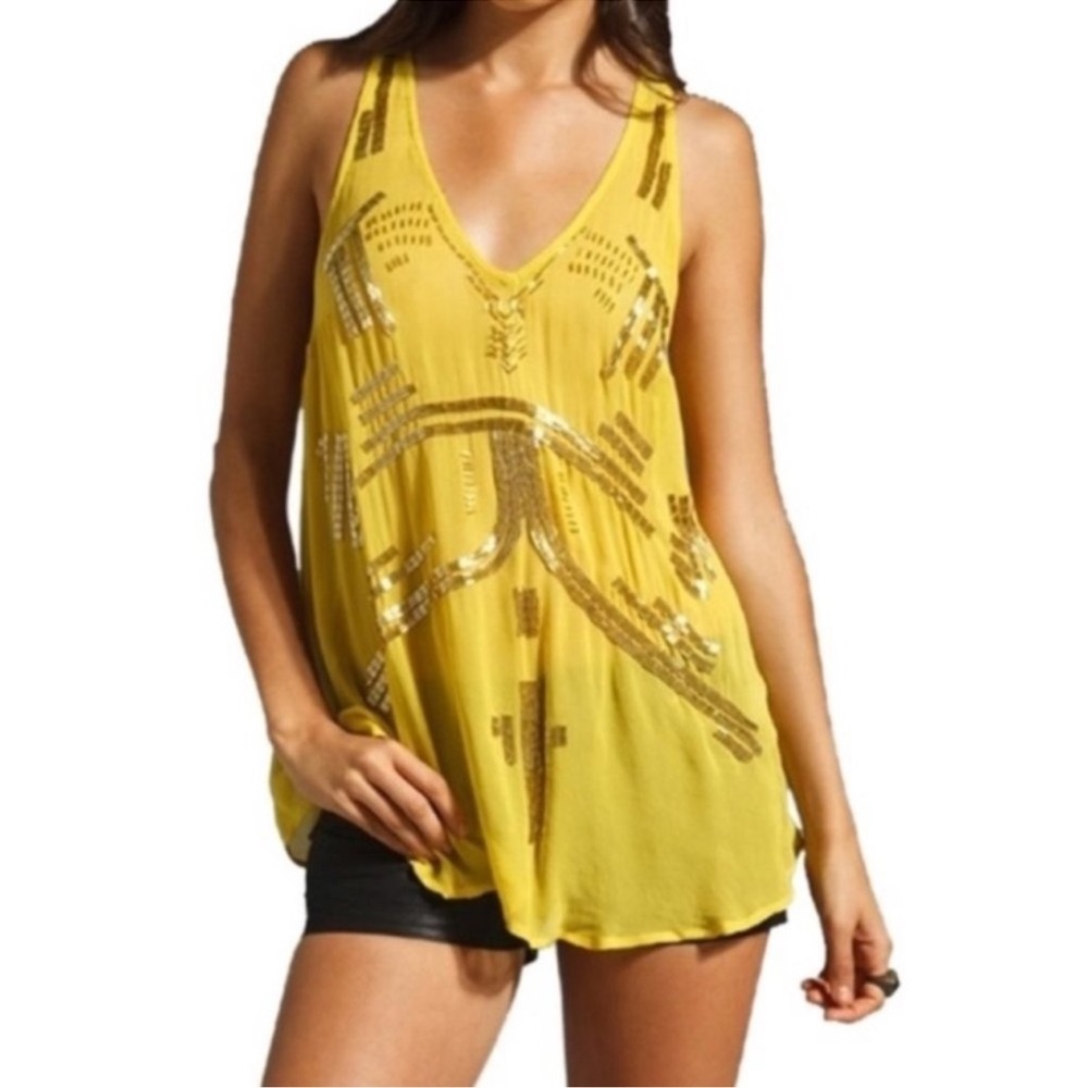 Free People Ginger Embellished Beaded Tank Top